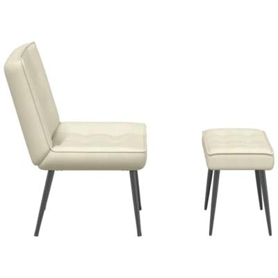 Relaxstoel met voetenbank fluweel crmekleurig