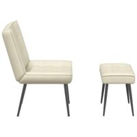 Relaxstoel met voetenbank fluweel crmekleurig - thumbnail