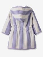 Badjas voor baby's met strepen TRANSAT capsule familie, te personaliseren, met gerecycled katoen paars, gestreept - thumbnail