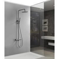 Wiesbaden Ribbd Thermostatische Regendoucheset - Opbouw - Gunmetal PVD - thumbnail