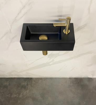 Wiesbaden Fonteinset Mini Rhea 36x18x9 cm Rechts Quartz Geborsteld Messing Goud