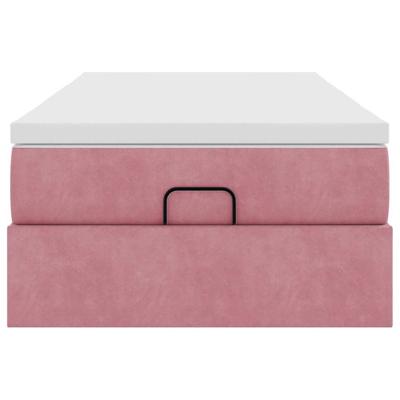 Ottoman bed met matras 140x190cm fluweel roze