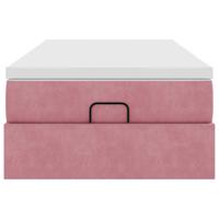 Ottoman bed met matras 90x190cm fluweel roze - thumbnail