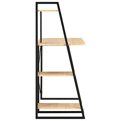 Bureau met schappen 102x50x117 cm zwart en eikenkleurig Bureau met schappen 102x50x117 cm zwart en eikenkleurig