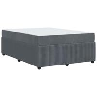 Bedframe met matras met matras Donkergrijs 160 x 200 cm Fluweel - thumbnail