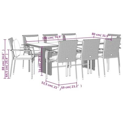9-delige Tuinset poly rattan zwart