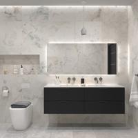 Badkamermeubelset Gliss Design Hera Mat Zwart 180cm 4 Laden Zwart Schoolkrijt (Keuze Wastafel) - thumbnail
