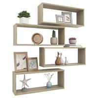 Wandschappen kubus 4 st 60x15x23 cm bewerkt hout sonoma eiken - thumbnail