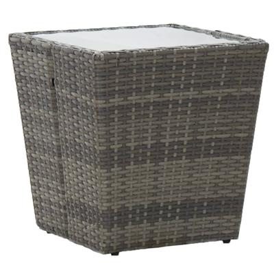 VidaXL Theetafel 41,5x41,5x43 cm poly rattan en gehard glas grijs VidaXL Theetafel 41,5x41,5x43 cm poly rattan en gehard glas grijs