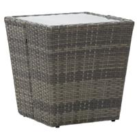 VidaXL Theetafel 41,5x41,5x43 cm poly rattan en gehard glas grijs - thumbnail