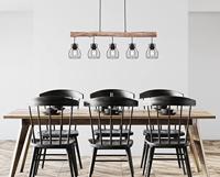 Globo HanglampMina zwart met hout 5-lichts - 15326-5N - thumbnail