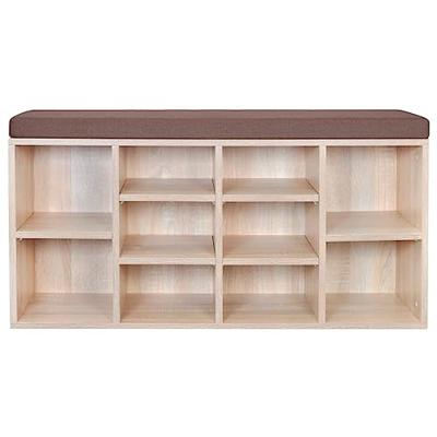 Schoenenbank met 10 vakken eikenkleurig Schoenenbank met 10 vakken eikenkleurig