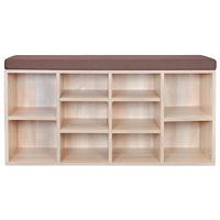 Schoenenbank met 10 vakken eikenkleurig - thumbnail