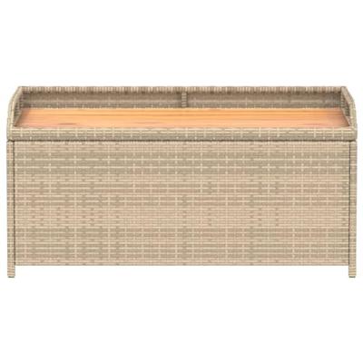 Opbergbankje 100x50x52 cm poly rattan acaciahout gemengd beige