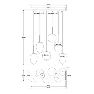 Globo Design hanglampBlacky 5-lichts - 15345-6L