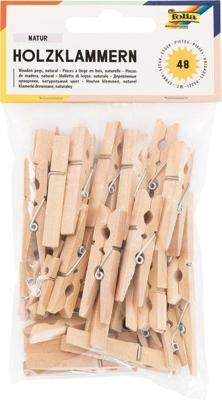 Wasknijper folia 48 stuks drie formaten hout