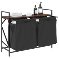 Wasmand 2 vakken met plank bruin eikenkleurig - thumbnail