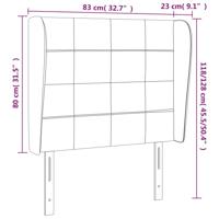 Hoofdbord met randen 83x23x118/128 cm fluweel lichtgrijs - thumbnail
