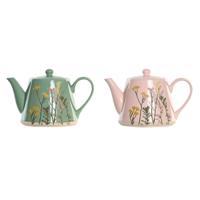 Theepot DKD Home Decor Roze Groen Keramiek (2 Stuks) - thumbnail