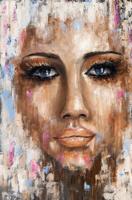 Poster - Abstracte vrouw, 3 maten, prachtige kleuren, Premium Print, stevig verpakt in rolkoker - thumbnail