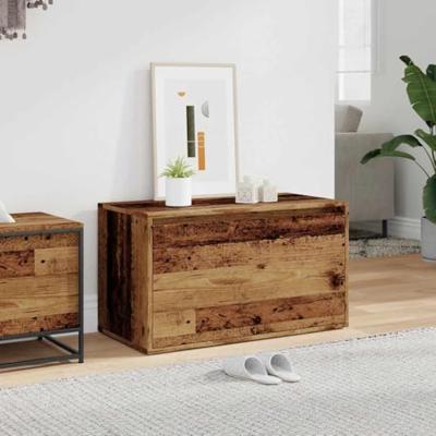 Halbankje 80x40x45 cm bewerkt hout oud houtkleurig - thumbnail