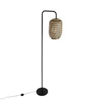 QAZQA Oosterse vloerlamp bamboe met zwart - Yvonne - thumbnail