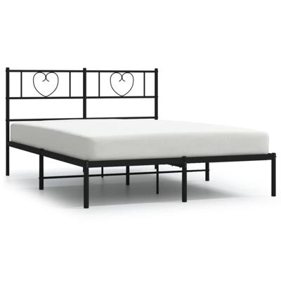Bedframe met hoofdbord metaal zwart 160x200 cm Bedframe met hoofdbord metaal zwart 160x200 cm