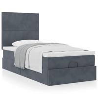 Ottoman bed met matrassen 80x200cm fluweel donkergrijs - thumbnail