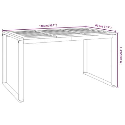 Tuintafel met U-vormige poten 140x80x75 cm massief acaciahout