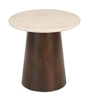 Sohome Ronde Bijzettafel 'Margred' Marmer en mangohout, 45cm - thumbnail