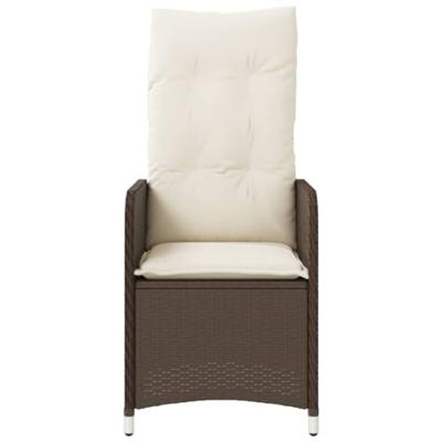 Tuinstoel verstelbaar met kussens poly rattan bruin