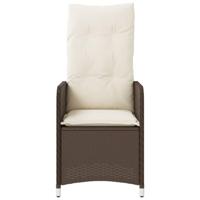 Tuinstoelen 2 st verstelbaar met kussens poly rattan bruin - thumbnail