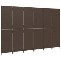 Kamerscherm 6 panelen poly rattan bruin - thumbnail