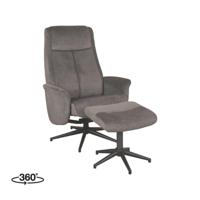 LABEL51 Fauteuil Bergen - Antraciet - Cosmo - Incl. Hocker - thumbnail