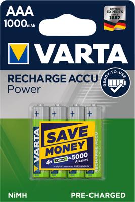 Varta RECH.AC.PowerAAA550mAh Bli 4 Oplaadbare AAA batterij (potlood) NiMH 550 mAh 1.2 V 4 stuk(s)
