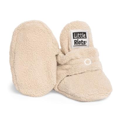 Little Riots slofjes fleece Beige-3-6 mnd (10 cm)