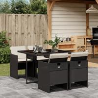 5-delige Tuinset met kussens poly rattan zwart - thumbnail