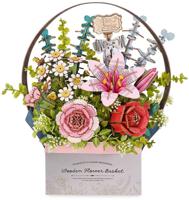 Robotime Houten Bloemenmand Bloemen Bouwpakket Knutselen Cadeau Hobby Modelbouw - thumbnail