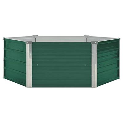 VidaXL Plantenbak verhoogd 129x129x46 cm gegalvaniseerd staal groen VidaXL Plantenbak verhoogd 129x129x46 cm gegalvaniseerd staal groen