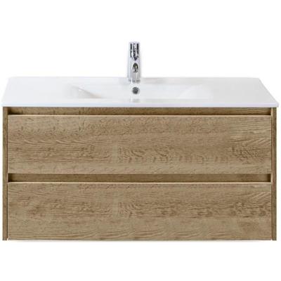 Dante Badmeubelset 100 cm - Natuur Eiken - Keramische Wastafel Wit Enjoy