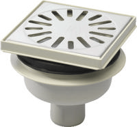 Doucheput Aquaberg ABS Vloerput ABS Opzetstuk RVS Rooster Onderuitlaat 50mm Verstelbaar 146x146mm PPC Reukafsluiter - thumbnail