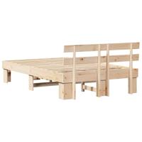 Bedframe met hoofdeinde Bruin 140 x 190 cm Massief grenenhout - thumbnail