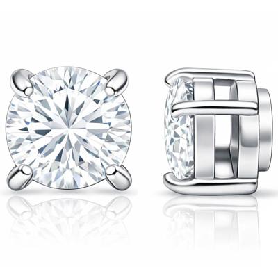 Heren oorbellen magnetisch zilverkleurig rond met een steen