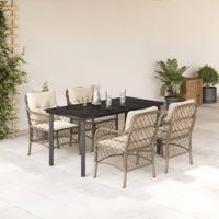 5-delige Tuinset met kussens poly rattan beige - thumbnail