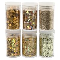 Creativ Company Glitter en pailletten, goud, 6x5 gr/ 1 doos - thumbnail