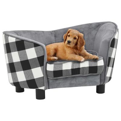 VidaXL Hondenbank 68x38x38 cm pluche grijs