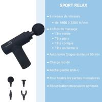 Massagepistool - LITTLE BALANCE - Sport Relax - 6 snelheden - 4 koppen - Zwart - thumbnail