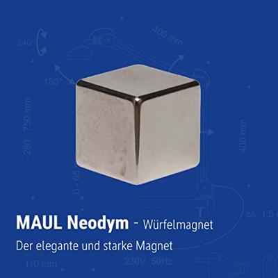 Maul Neodymium magneet (b x h x d) 20 x 20 x 20 mm Dobbelsteen Zilver 1 stuk(s) 6169496