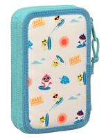 Dubbele etui Baby Shark Surfing Blauw Wit 12.5 x 19.5 x 4 cm (28 Onderdelen) - thumbnail