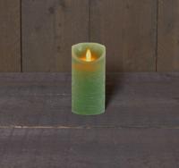 Anna&apos;s Collection LED kaars flame effect rustiek 7.5x15cm jade groen 1 stuks - thumbnail